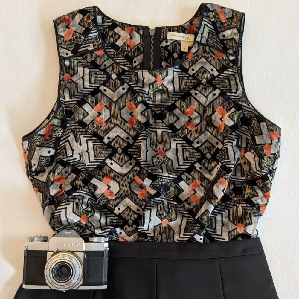 Anthro Meadow Rue Metallic Velvet Tank - Picture 3 of 11